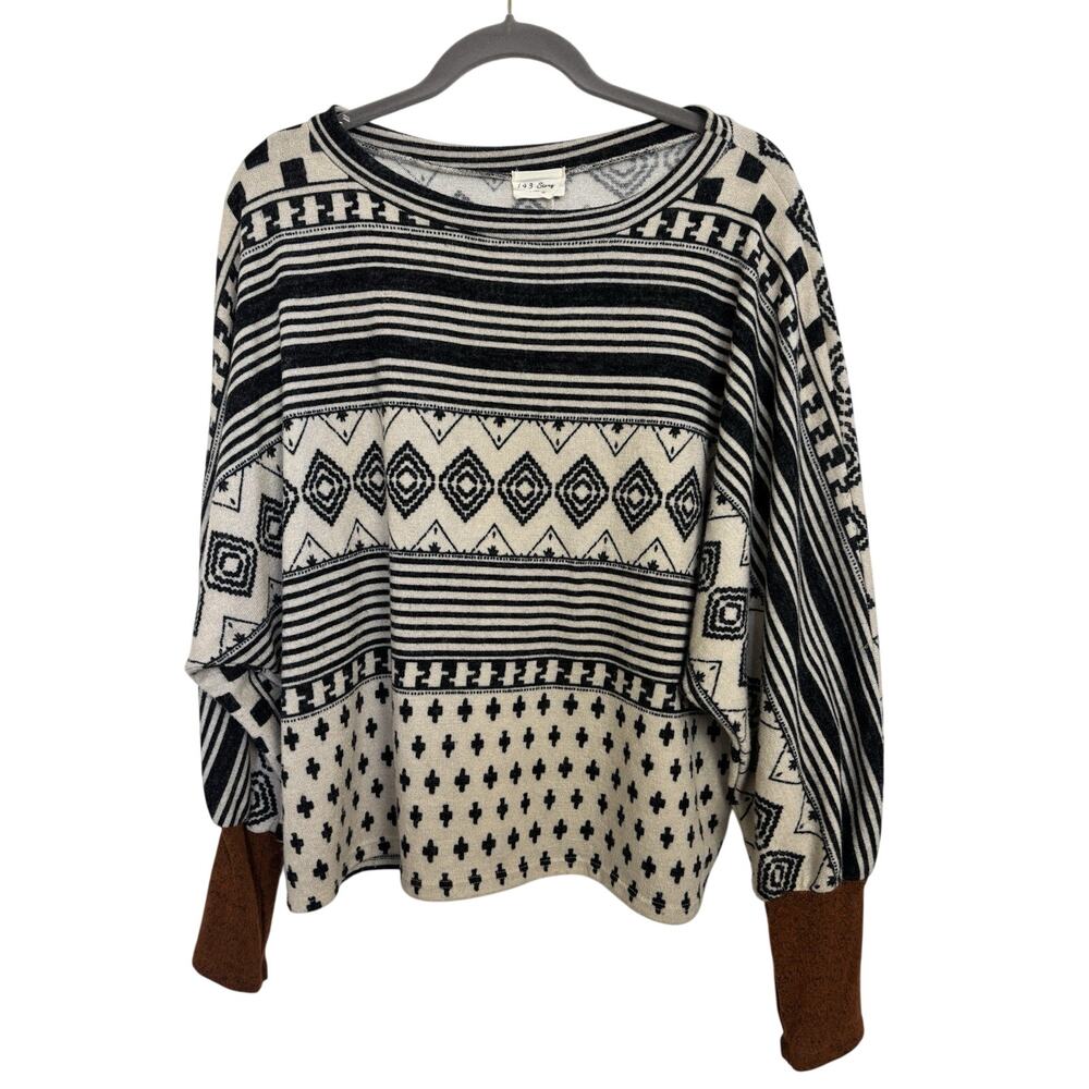 143 Story by Line Up Southwestern Oversized Abstract Top Boho Medium